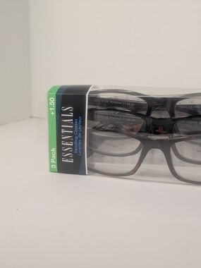 Essentials Reading Glasses 3-Pack +1.50 Black/Brown